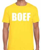 Boef tekst t-shirt geel heren