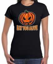 Halloween eat you alive verkleed t-shirt zwart dames