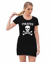 Piraten verkleed jurkje doodshoofd zwart dames