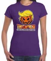 Trumpkin make halloween great again t-shirt paars dames